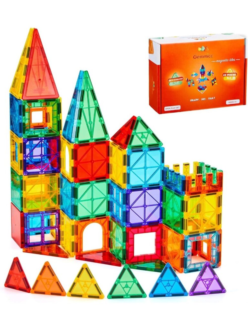 Magnetic Building Blocks Set for Kids - STEM Educational Toy, 63 PCS 3D Puzzles